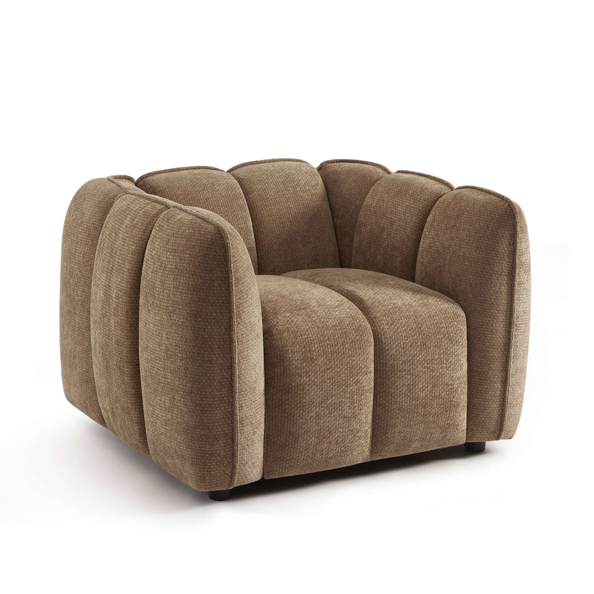 Fauteuil nuage en tissu chenille marron - MATILDA