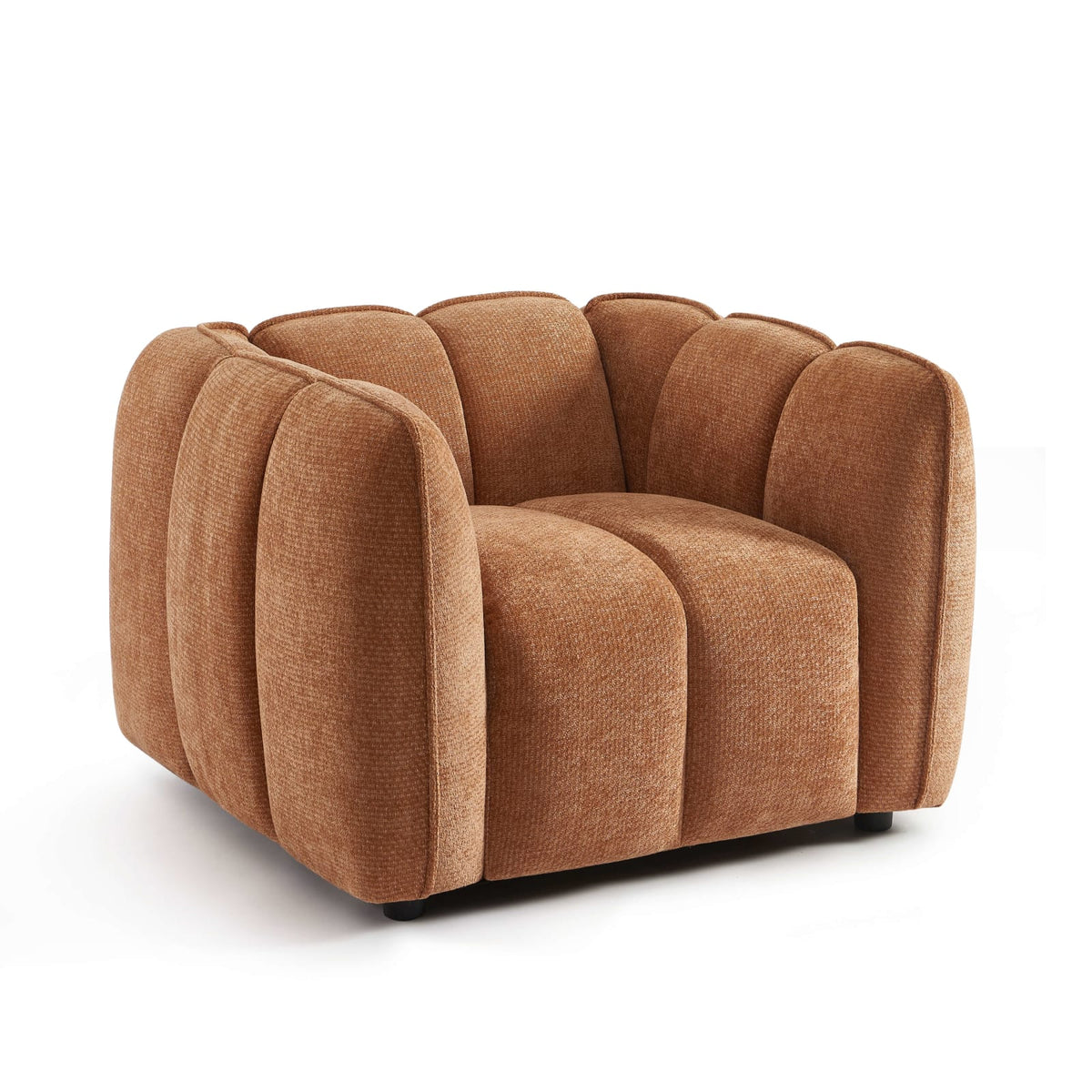 Fauteuil nuage en tissu chenille terracotta - MATILDA