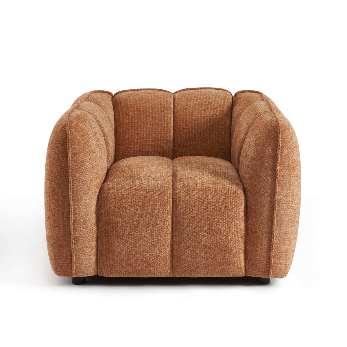 Fauteuil nuage en tissu chenille terracotta - MATILDA