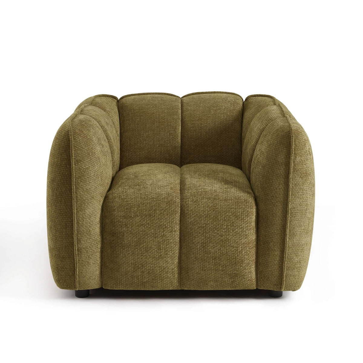 Fauteuil nuage en tissu chenille vert - MATILDA