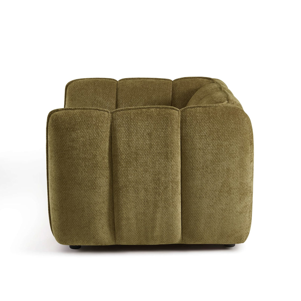 Fauteuil nuage en tissu chenille vert - MATILDA