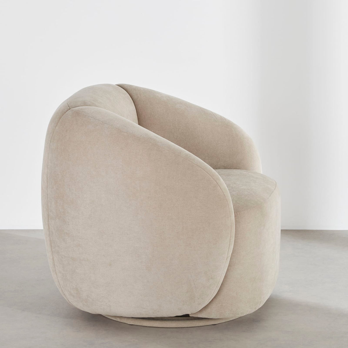 Fauteuil nuage pivotant velours beige - BUN