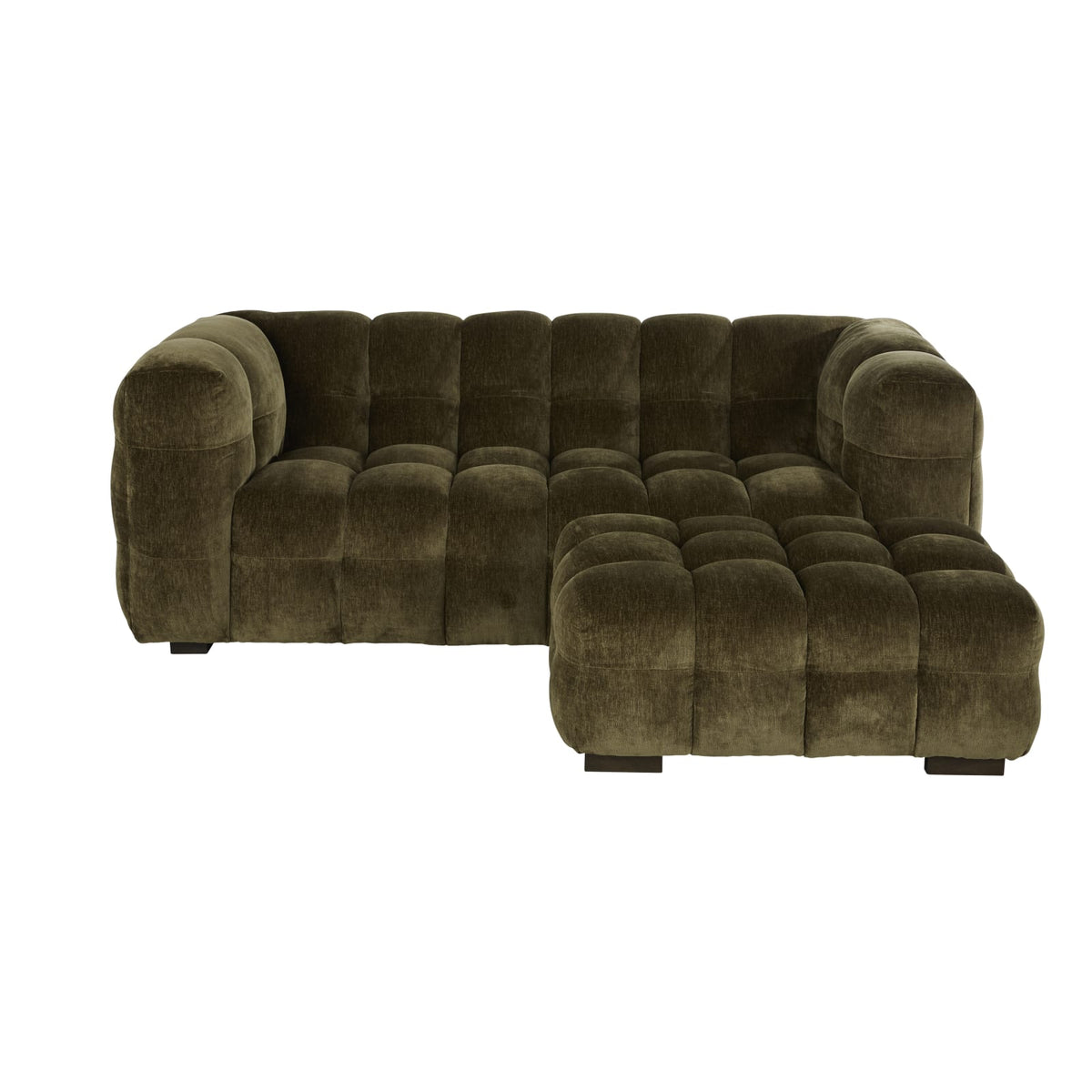 Pouf nuage velours vert kaki effet vieilli - LILO