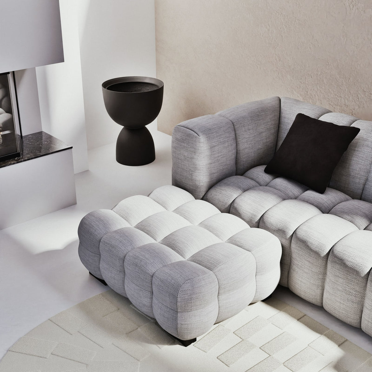 Pouf nuage gris clair chiné - LILO